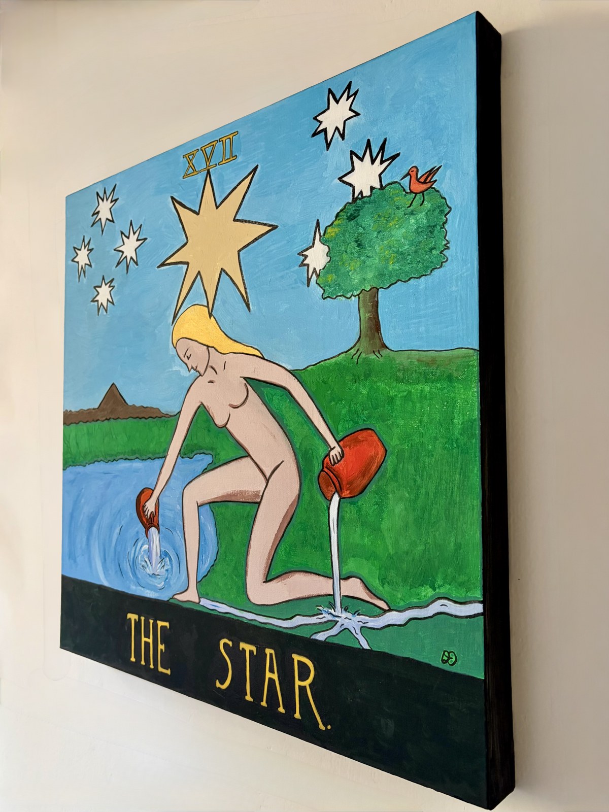 The Star painting, second view — the canvas photographed at an angle on the wall