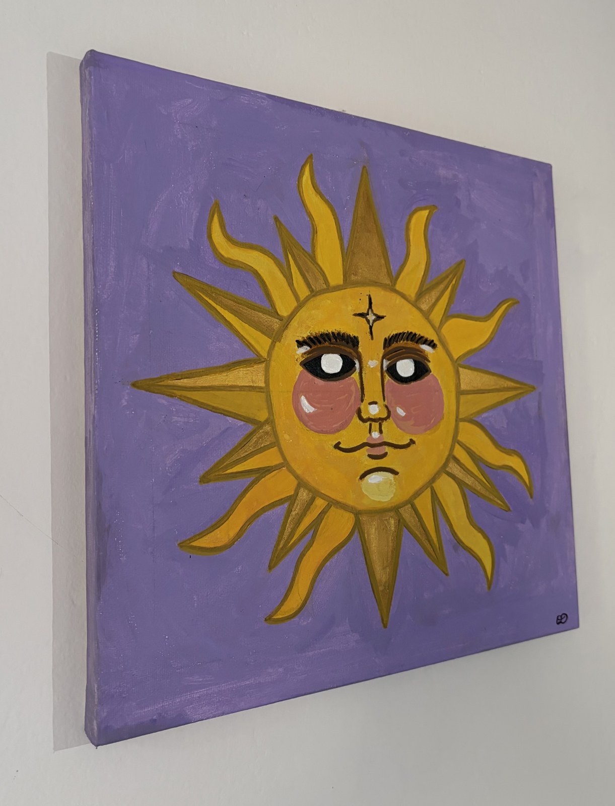 The Sun painting, second view — the canvas seen at another angle in natural light